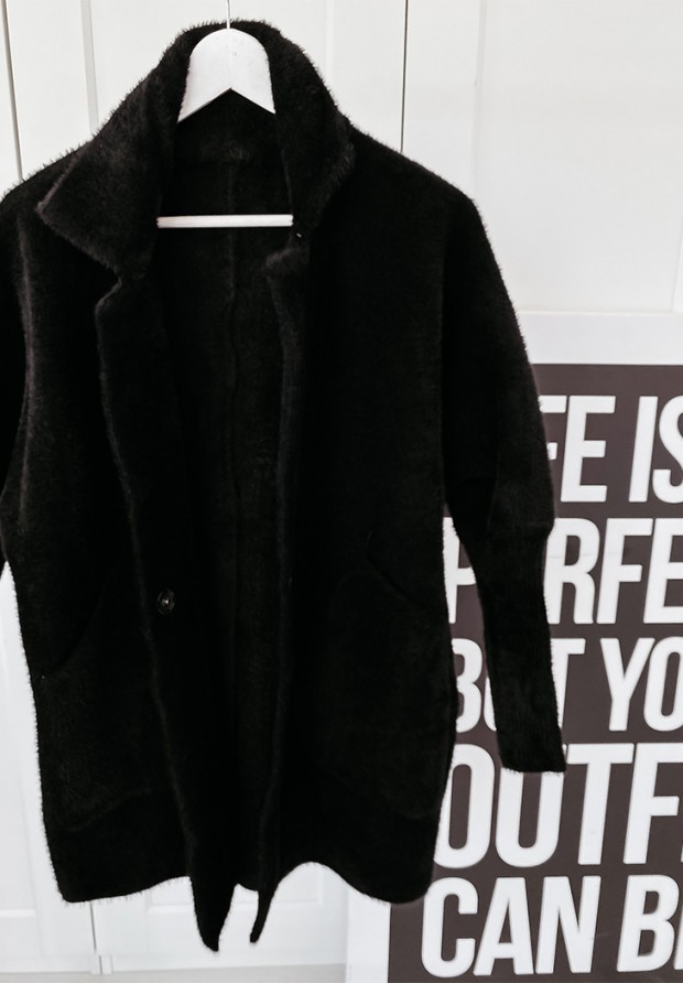 Kabát alpaka oversize Royal čierne
