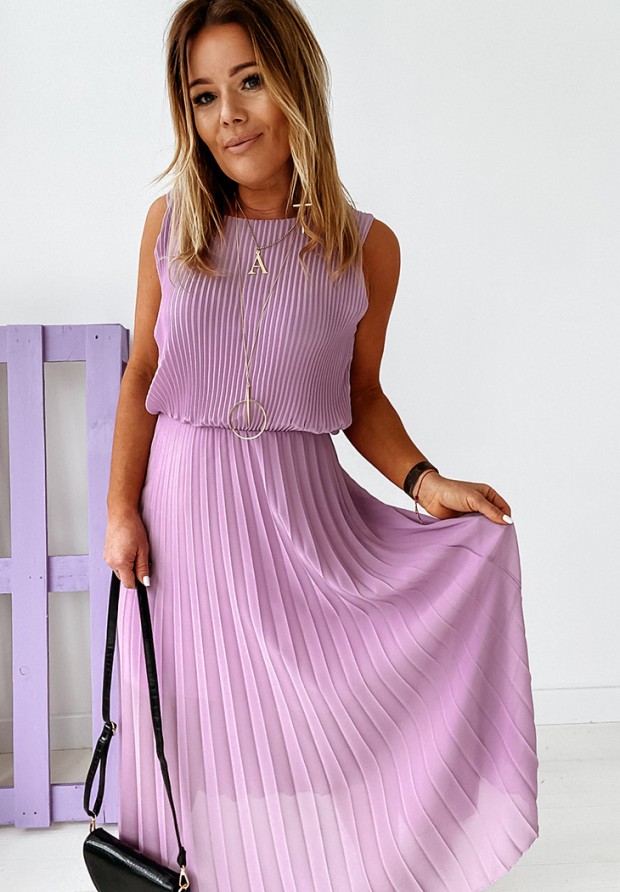 Plisované šaty maxi Dalmatia fialové