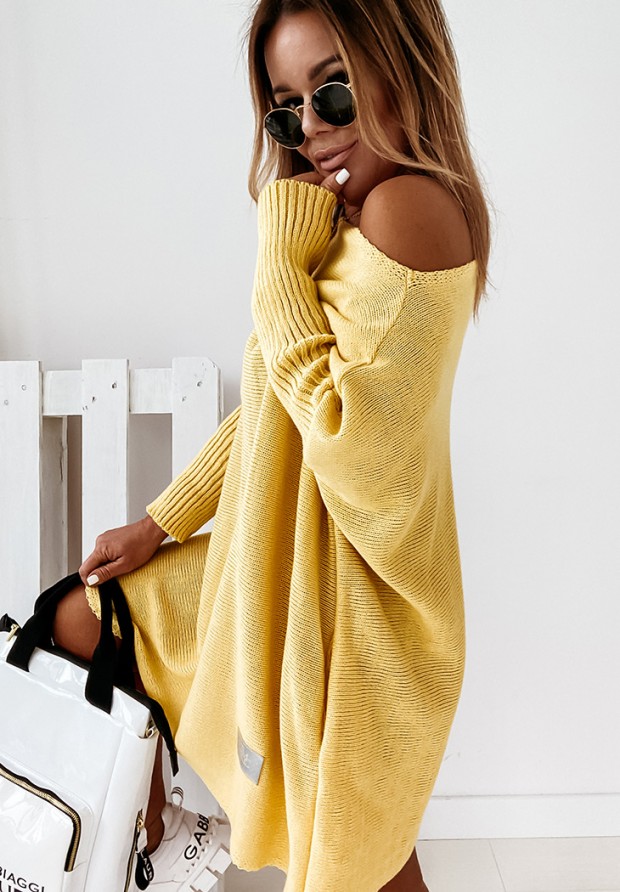 Pletené šaty sveter oversize California žltá