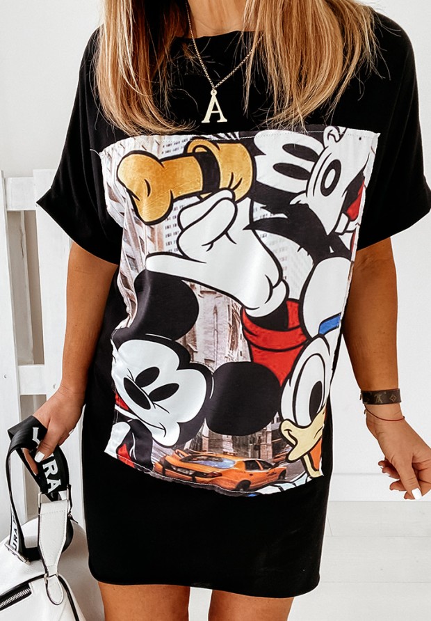 Šaty Tunika s potlačou Mouse City čierna