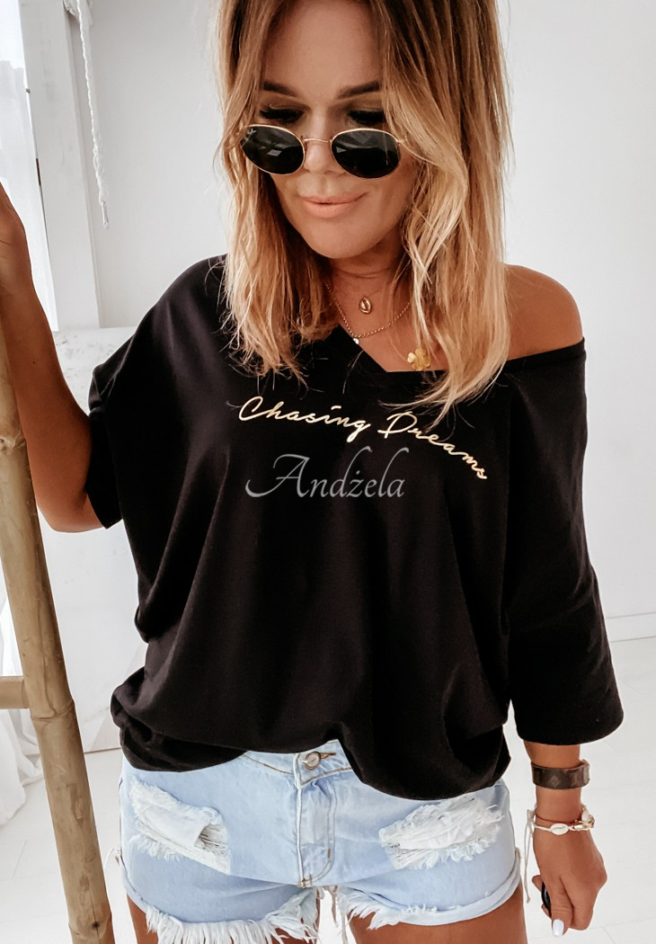 Blúzka oversize Chasing Dreams čierna